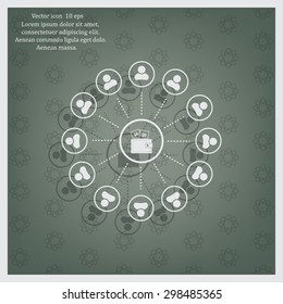 Portmann with money and people around. vector icon