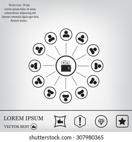Portmann with money and people around. vector icon