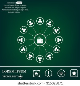 Portmann with money and people around. vector icon