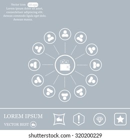 Portmann with money and people around. vector icon