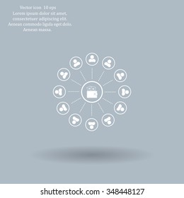 Portmann with money and people around. vector icon
