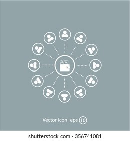Portmann with money and people around. vector icon