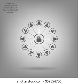 Portmann with money and people around. vector icon