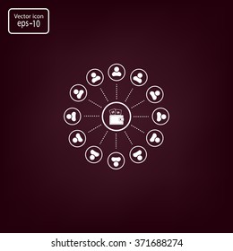 Portmann with money and people around. vector icon