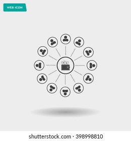 Portmann with money and people around. vector icon