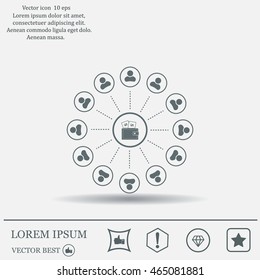 Portmann with money and people around. vector icon