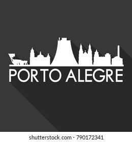 Porto Alegre Brazil America Flat Icon Skyline Silhouette Design City Vector Art Famous Buildings