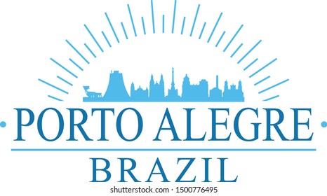 Porto Alegre Brazil City. Banner Design. City Skyline. Silhouette Vector. Famous Monuments.