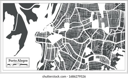 Porto Alegre Brazil City Map in Retro Style. Outline Map. Vector Illustration.