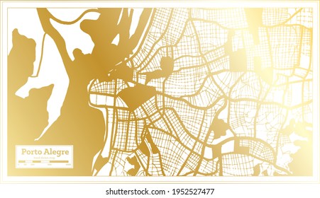 Porto Alegre Brazil City Map in Retro Style in Golden Color. Outline Map. Vector Illustration.