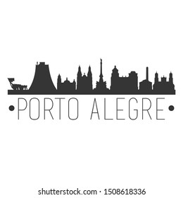 Porto Alegre Brazil. City Skyline. Silhouette City. Design Vector. Famous Monuments.