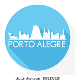 Porto Alegre Brazil Flat Icon Skyline Silhouette Design City Vector Art Round Logo.