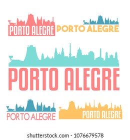 Porto Alegre Brazil Flat Icon Skyline Vector Silhouette Design Set