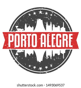 Porto Alegre Brazil Round Travel Stamp. Icon Skyline City Design. Seal Tourism Badge Illustration Vector.