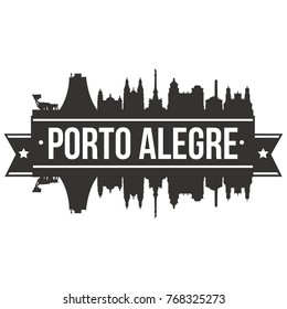 Porto Alegre Brazil Skyline Silhouette Design City Vector Art Famous Buildings Stamp Stencil.