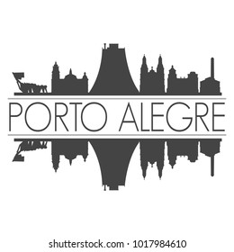 Porto Alegre Brazil Skyline Vector Art Mirror Silhouette 