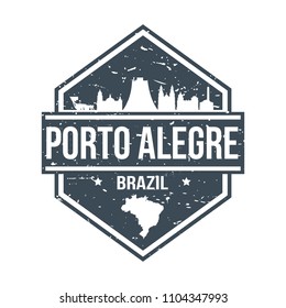 Porto Alegre Brazil Travel Stamp Icon Skyline City Design Tourism Badge.