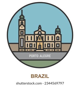 Porto Alegre. Cities and towns in Brazil. Flat landmark