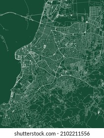 Porto Alegre city Brazil municipality vector map. Green street map, municipality area, white lines. Urban skyline panorama for tourism.