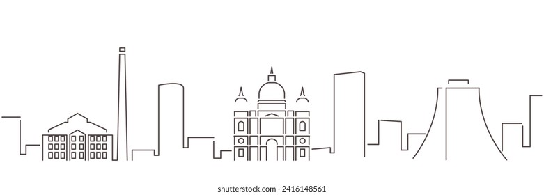 Porto Alegre Dark Line Simple Minimalist Skyline With White Background