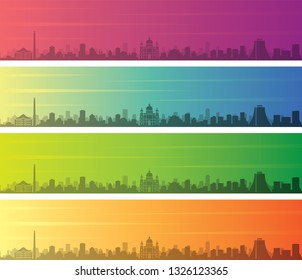 Porto Alegre Multiple Color Gradient Skyline Banner