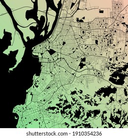 Porto Alegre, Rio Grande do Sul, Brasil (BRA) - Mapa urbano vectorial urbano con parques, ferrocarril y carreteras, autopistas, afiche de diseño del plan de ciudad minimalista, centro de la ciudad, red de tránsito