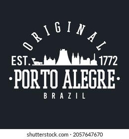 Porto Alegre, RS, Brazil Skyline Original. A Logotype Sports College and University Style. Illustration Design Vector City.