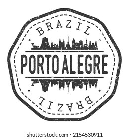 Porto Alegre, RS, Brazil Stamp Skyline Postmark. Silhouette Postal Passport. City Round Vector Icon. Vintage Postage Design.