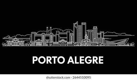 Horizonte Porto Alegre com Contorno Vetorial Brasil.