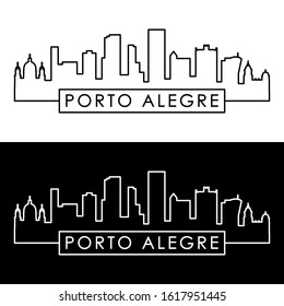 Porto Alegre skyline. Linear style. Editable vector file.