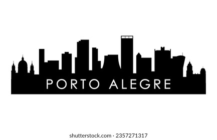 Porto Alegre skyline silhouette. Black Porto Alegre city design isolated on white background. 