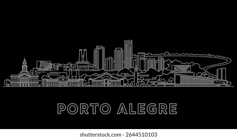 Porto Alegre Skyline Branco sobre o preto.
