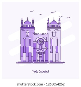 PORTO CATHEDRAL Landmark Purple Dotted Line skyline vector illustration