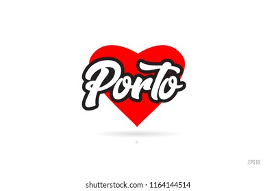 porto city text design with red heart typographic icon design suitable for touristic promotion