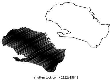 Porto de Pedras municipality (Alagoas state, Municipalities of Brazil, Federative Republic of Brazil) map vector illustration, scribble sketch Porto de Pedras map