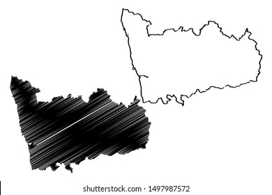 Porto District (Portuguese Republic, Portugal) map vector illustration, scribble sketch Porto map