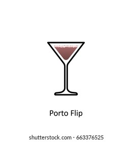 Porto Flip cocktail icon in flat style. Vector illustration