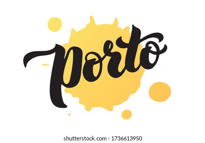 Porto logo lettering on yellow watercolor background
