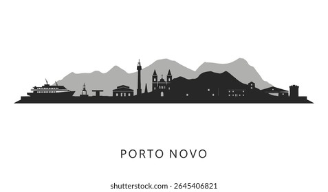 Porto Novo Skyline Silhouette cityscape.