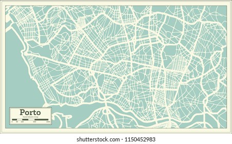 Porto Portugal City Map in Retro Style. Outline Map. Vector Illustration.