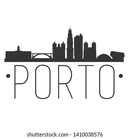 Porto Portugal. City Skyline. Silhouette City. Design Vector. Famous Monuments.