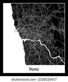 Porto Portugal Europe City map black white vector illustration