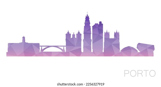 Porto, Portugal Low Poly Skyline Clip Art City Design. Geometric Polygon Graphic Horizon Icon. Vector Illustration Symbol.