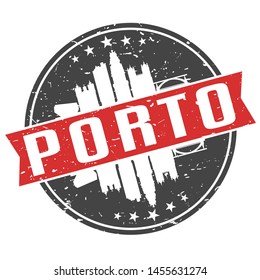 Porto Portugal Round Travel Stamp. Icon Skyline City Design. Seal Tourism Ribbon Badge Illustration Vector.