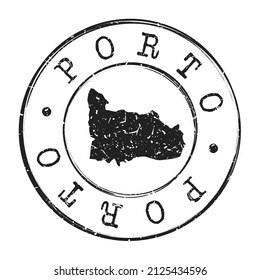 Porto, Portugal Silhouette Postal Passport. Stamp Round Vector Icon Map. Design Travel Postmark. 