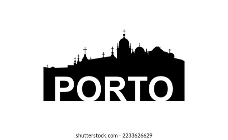 Porto Portugal skyline silhouette, Porto city vector illustration