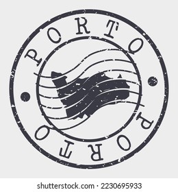 Porto, Portugal Stamp Map Postal. Silhouette. Passport Round Design. Vector Icon. Design Retro Travel National Symbol.