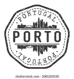 Porto, Portugal Stamp Skyline Postmark. Silhouette Postal Passport. City Round Vector Icon. Vintage Postage Design.