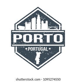 Porto Portugal Travel Stamp Icon Skyline City Design Tourism
