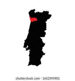 Porto province highlighted on Portugal map Vector EPS 10